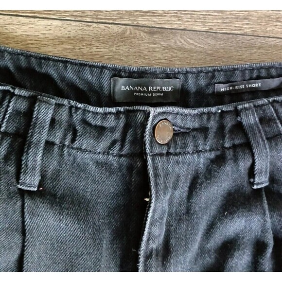Banana Republic Shorts Womens Size 32 Black Denim High Rise Fit Mom High Waisted - Picture 4 of 9